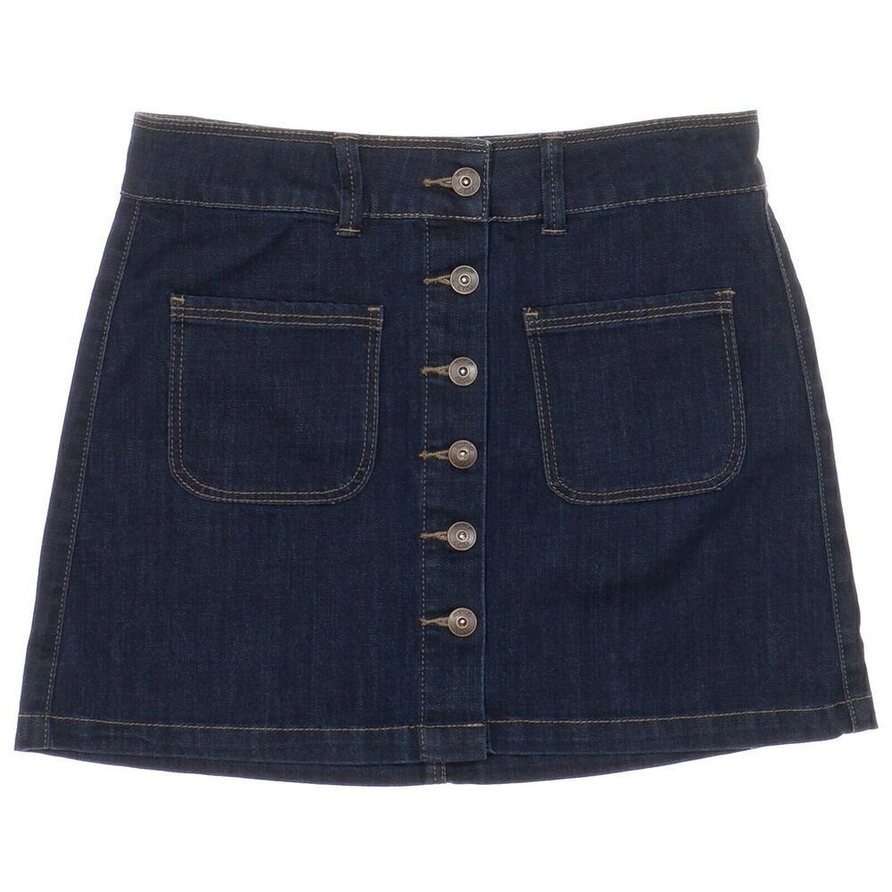 Vanity Jean Skirt Size 26 w27 Size Button Front A line Short Blue Denim NEW